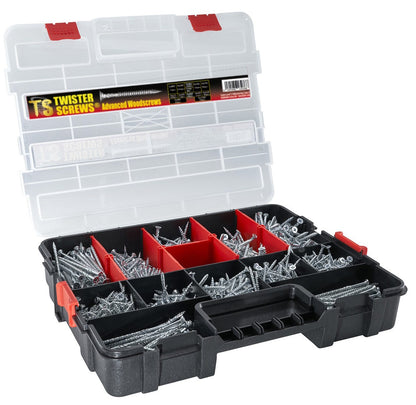 Twister Screws MultiBox 1,280 Piece Zinc-Coated Wood Screws